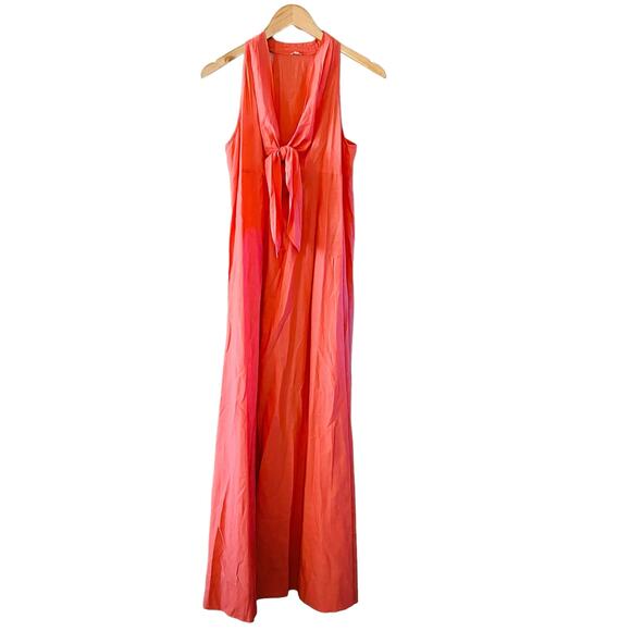 J. Crew Coral Tie Front Sleeveless Maxi Dress Size XS - Picture 2 of 8